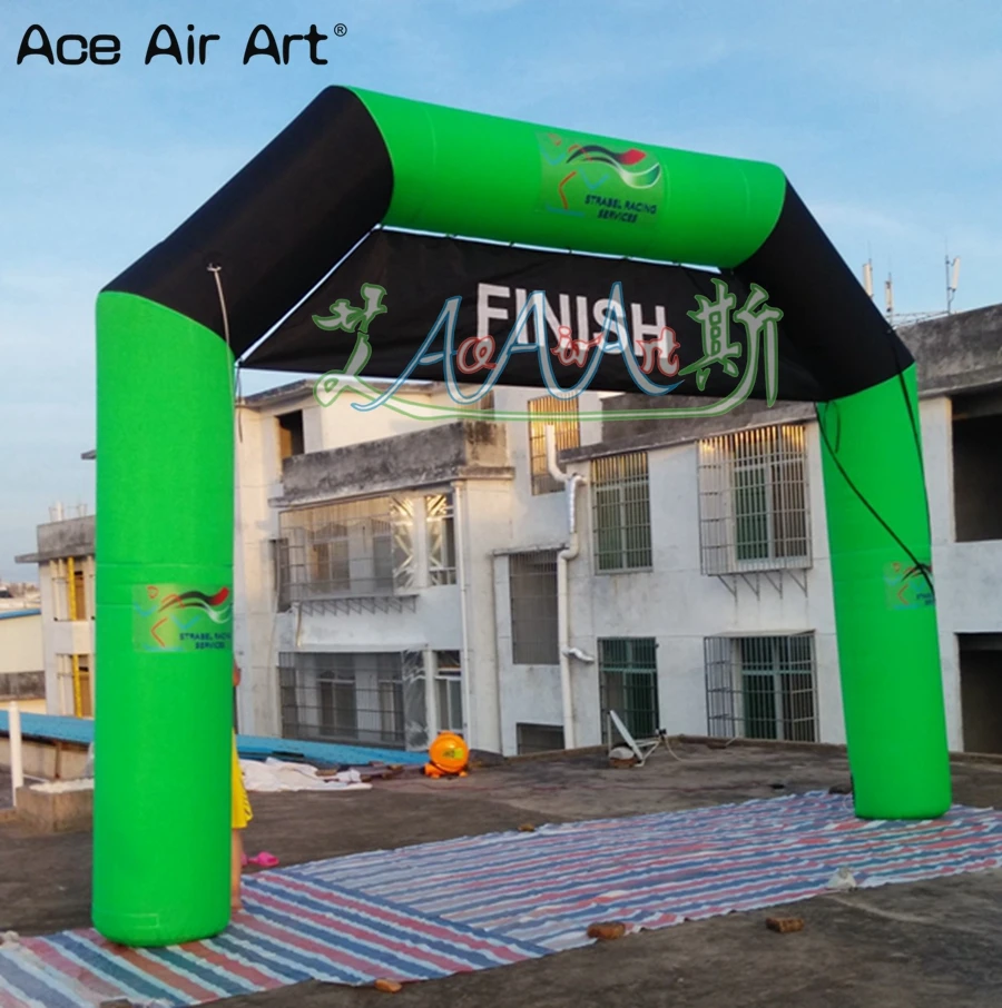 6x3.3m Green Black Inflatable Start Finish Line Sport Racing Athletic Archway Gate Square with Removable Banner for Sport Racing