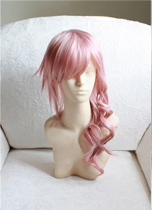 Final Fantasy FF13 Lightning Mixed Pink Long Heat Resistant Hair Cosplay Costume Wig + Free Wig Cap