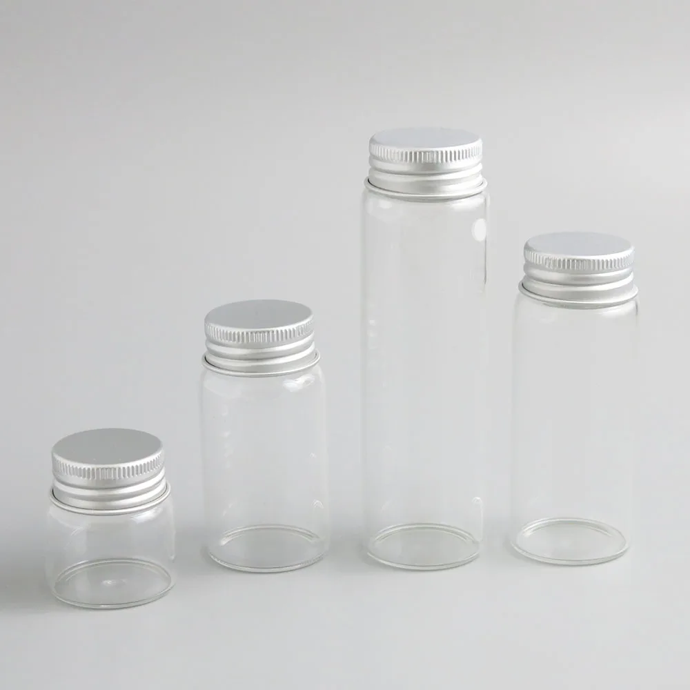 360 x 20ml 50ml 70ml 100ml Clear Glass Bottle Screw Cap Orifice Reducer of Aluminum Essential Oil Sample Vial Savings Bottles