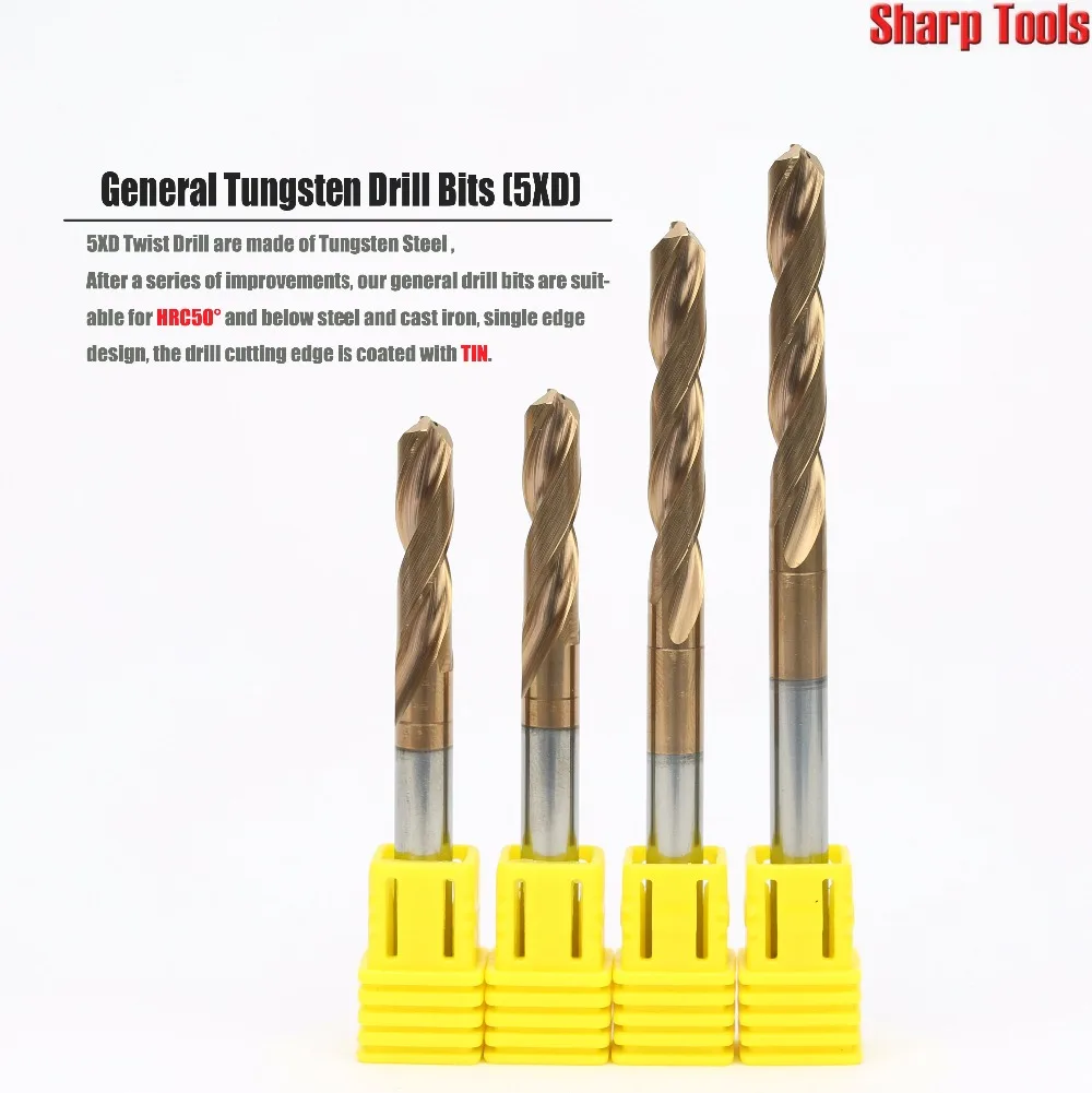 

1pcs 6mm Tungsten Solid Carbide Twist Long Drill Bits for Metal Steel 5xD with 2 Internal Coolant Holes TIN Coating CED5.1-6.0mm