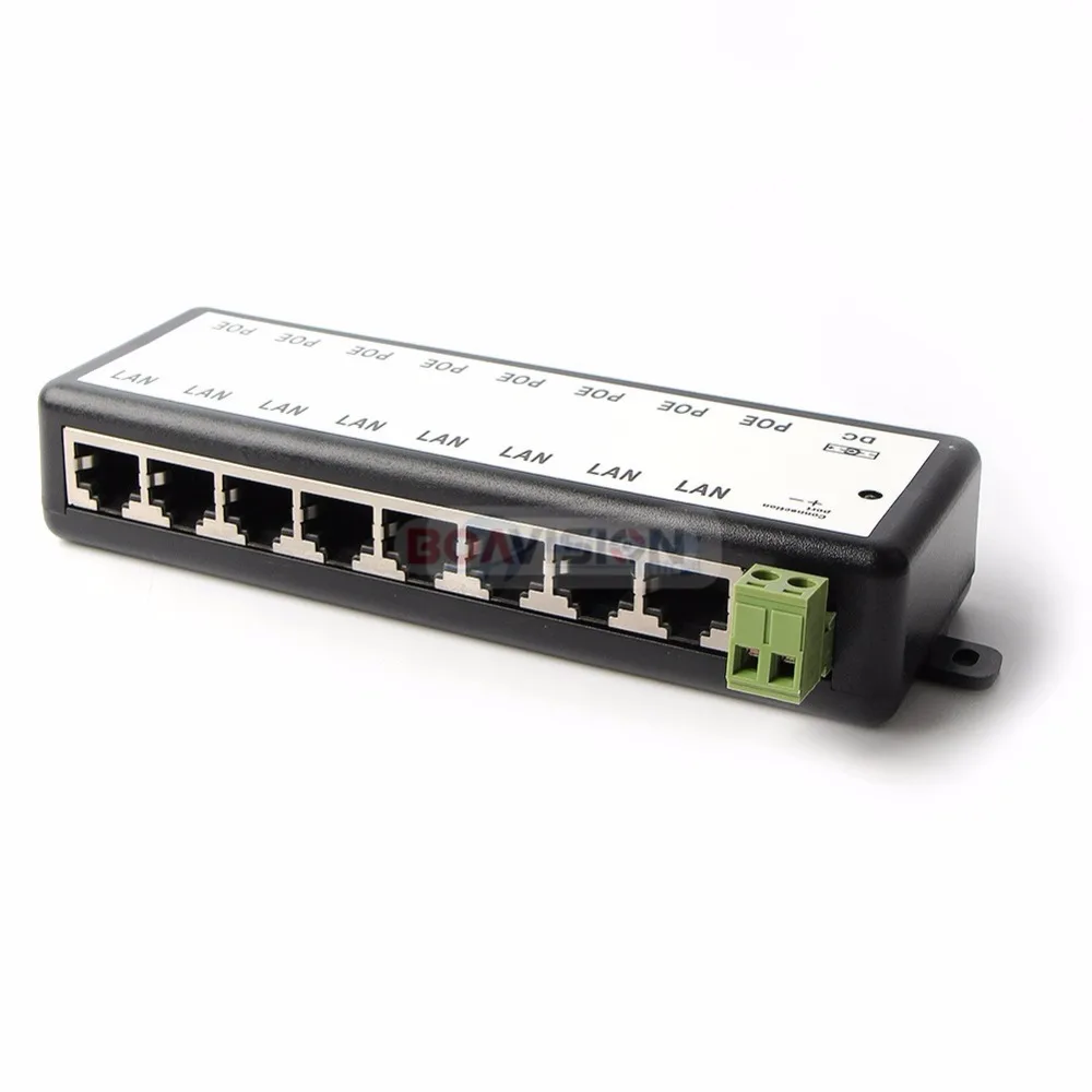 Caja de inyector POE CCTV, fuente de alimentación para cámara de vigilancia, adaptador de cámara IP, 4 canales, 8 canales, cc 12V-48V, 10/100Mbps