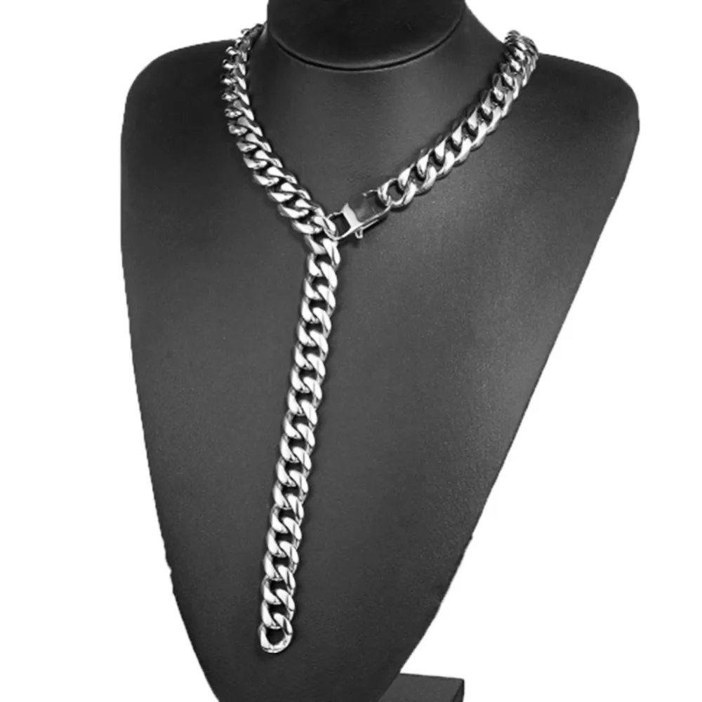 

10/13/15/17/19mm Adjustable Choker Tail Hip Hop Rapper Stainless Steel Silver Color Or Gold Color Mens Cuban Curb Chain Necklace