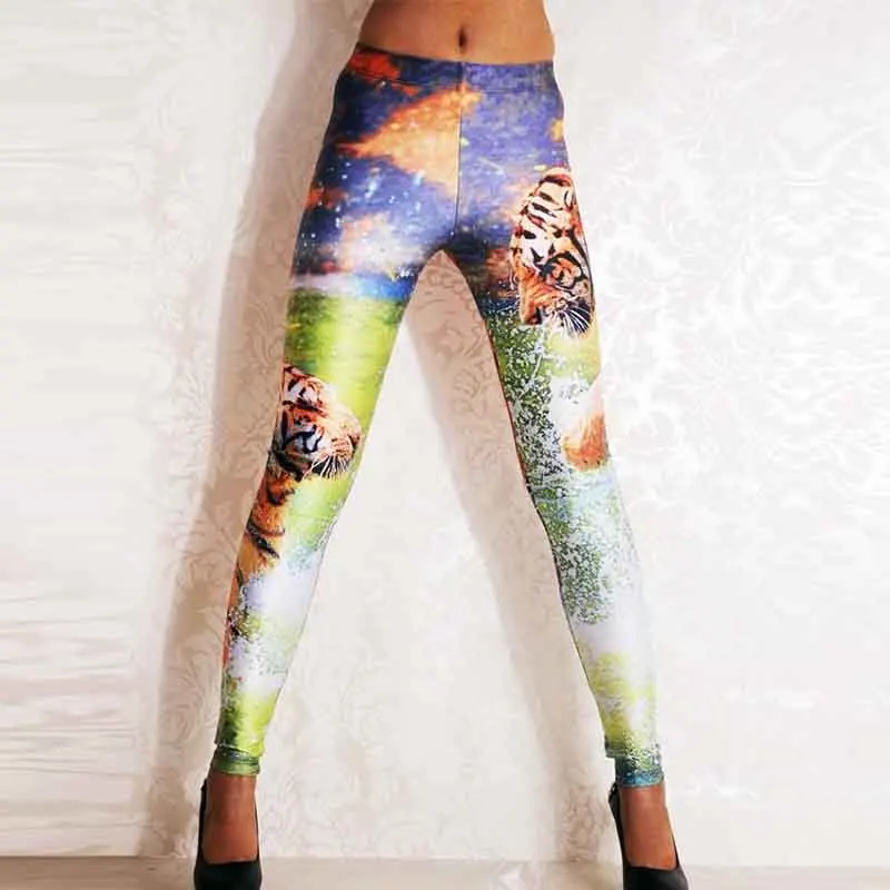 Fashion Wild Tiger Pattern Ladies Leggings Women Casual Sexy Printed Elastic Creative Leggins Fitness Bodycon Pants