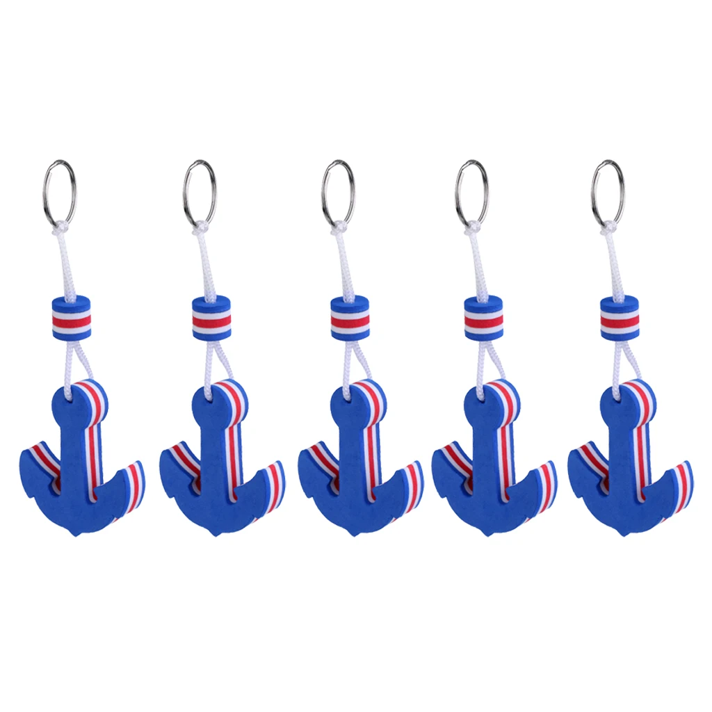 5 Pcs Blue Sailing Anchor Floating Key Chain Boat Float Marine Key Ring Holder Marine Sailing Boat Float Creative Key Chain