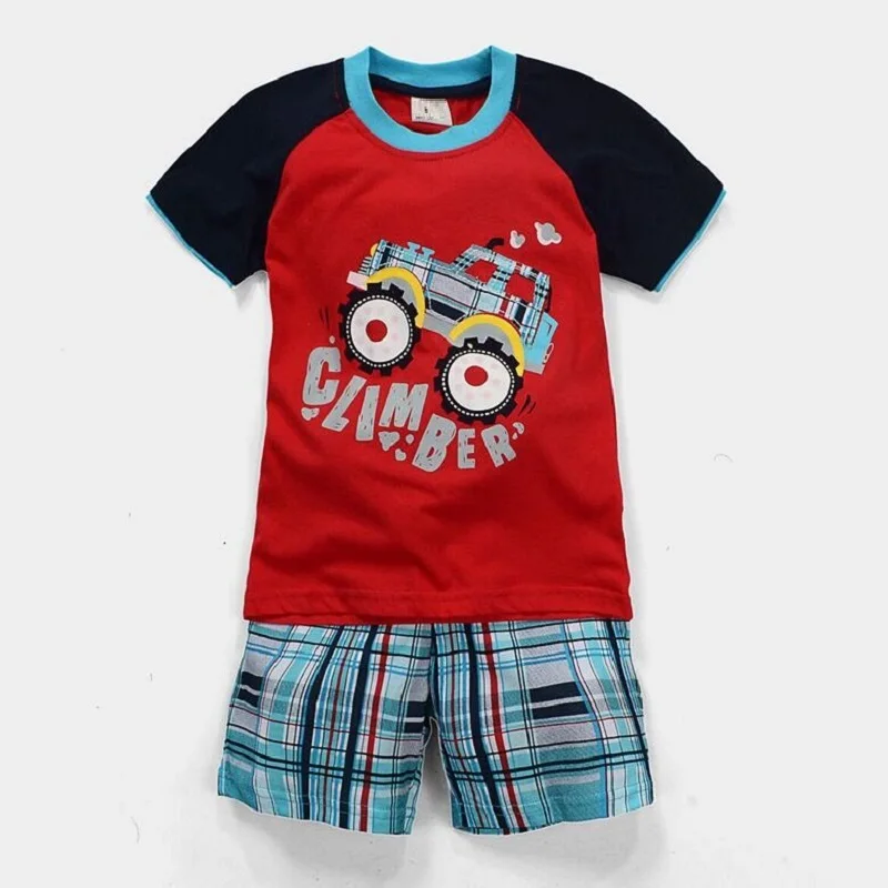 Summer Sleeveless Baby Boy Clothes Suits 100% Cotton Children T-Shirts Shorts Pant Singlet Vest Plaid Panties Beach Kid Tank Top
