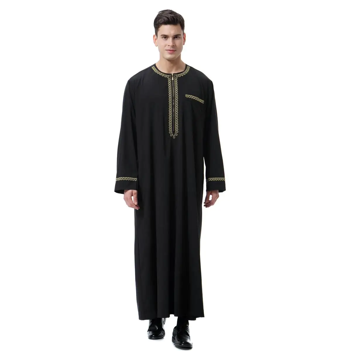 Gaun Maxi Muslim pria gaun jubah Abaya gaun Abaya Islam Ramadan Lebaran Timur Tengah Arab Dubai Kaftan Maxi gaun jubah musim semi baru