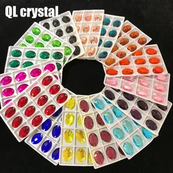 ALL Size ALL Color Oval Sew On Crystal Rhinestones Flatback with 2 holes for Making wedding dress  bags shoes accessories