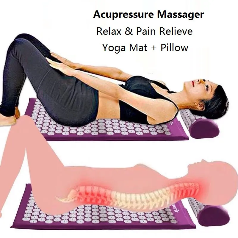 Acupressure Massage Mat Pillow Set Massager Yoga Mat Relieve Back Body Pain Spike Acupuncture Yoga Mat Cushion with Storage Bag