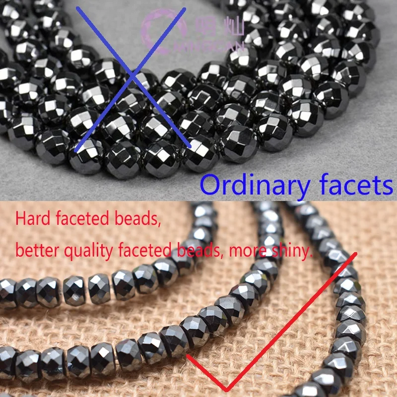 Natural Stone Beads Faceted Shape Round Hematite Beads 15inch 2/4/6mm Loose Spacer Round Beads For DIY Jewelry Making Bracelet