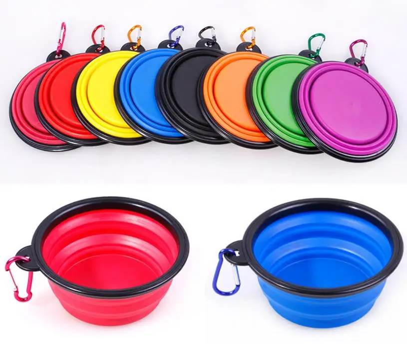 

Portable Pet Dog Cat Outdoor Travel Water Bowl Feeder Drinking Fountain candy silicone collapsible bowls with buckle colorful