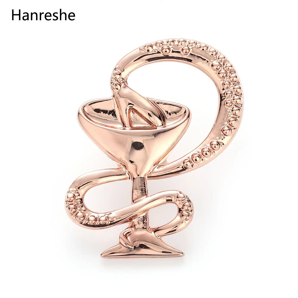 Fashion Bowl Of Hygieia Pin Badge Gold Color Brooch Jewelry Nurse Doctor Medical Symbol Pin Women Accessories Gift