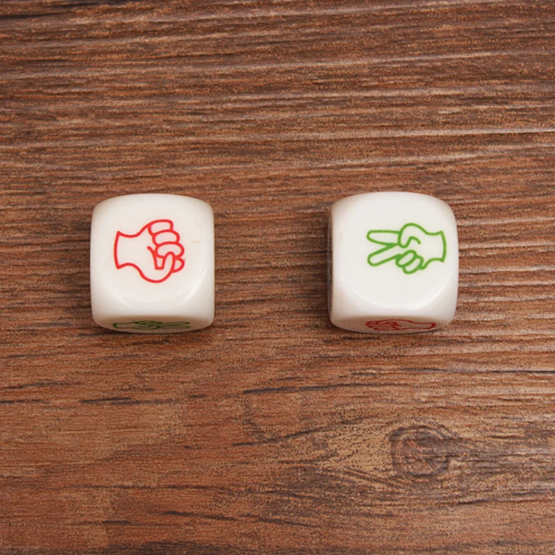 A Pair Acrylic Creative Game Dice 20mm High Quality Boutique Roshambo Rock-Paper-Scissors Dice Round Corner Rock-Scissors-Paper