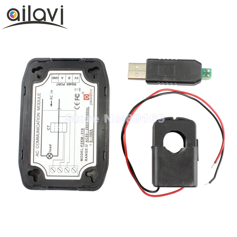 PZEM-016 AC110 220V 100A Power Monitoring Voltage/Current/Active Power Meter With RS485 Interface Communication