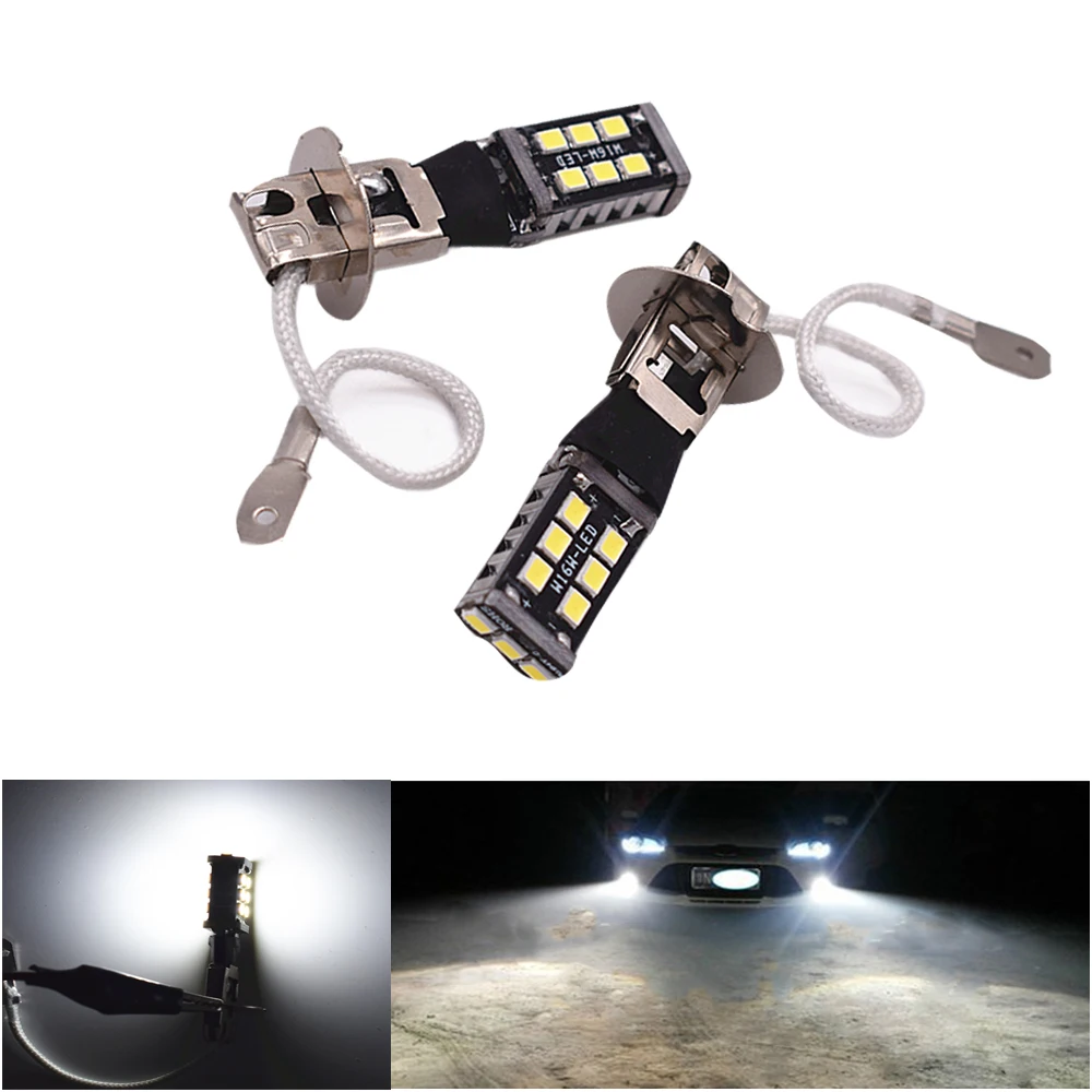 YSY  2PCS H3 2835 15 SMD LED Canbus No Error Car Headlight Fog lights Driving Lamp Lamp Bulb White DC 12V