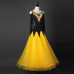 Vestido de baile de competición de salón de vals para mujer, trajes de escenario de rendimiento estándar, vestidos de noche Sexy, apliques de tirantes