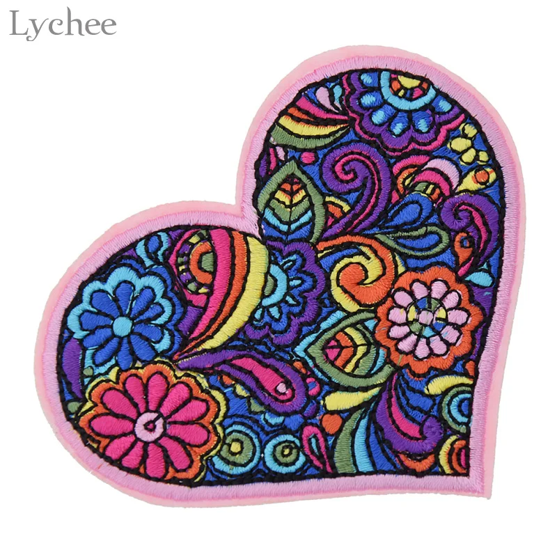 Lychee Life Floral Pattern Embroidered Iron On Patch DIY Embroidery Handmade Crochet Sew On Patch Clothes Appliques