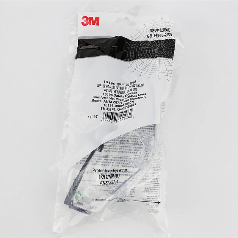 3M10196-gafas de seguridad antiviento, antiarena, antiniebla, antipolvo, para bicicleta, deporte, viajes, trabajo, gafas protectoras