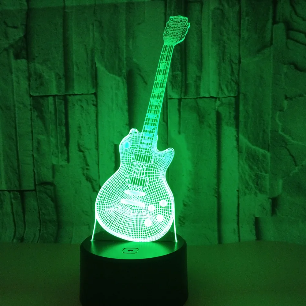 Guitar Led 3d Nightlight 7 Touch Remote Control 3d Lamp Visual Creative Gift Led Night Light Novelty Led Usb 3d Light Fixtures