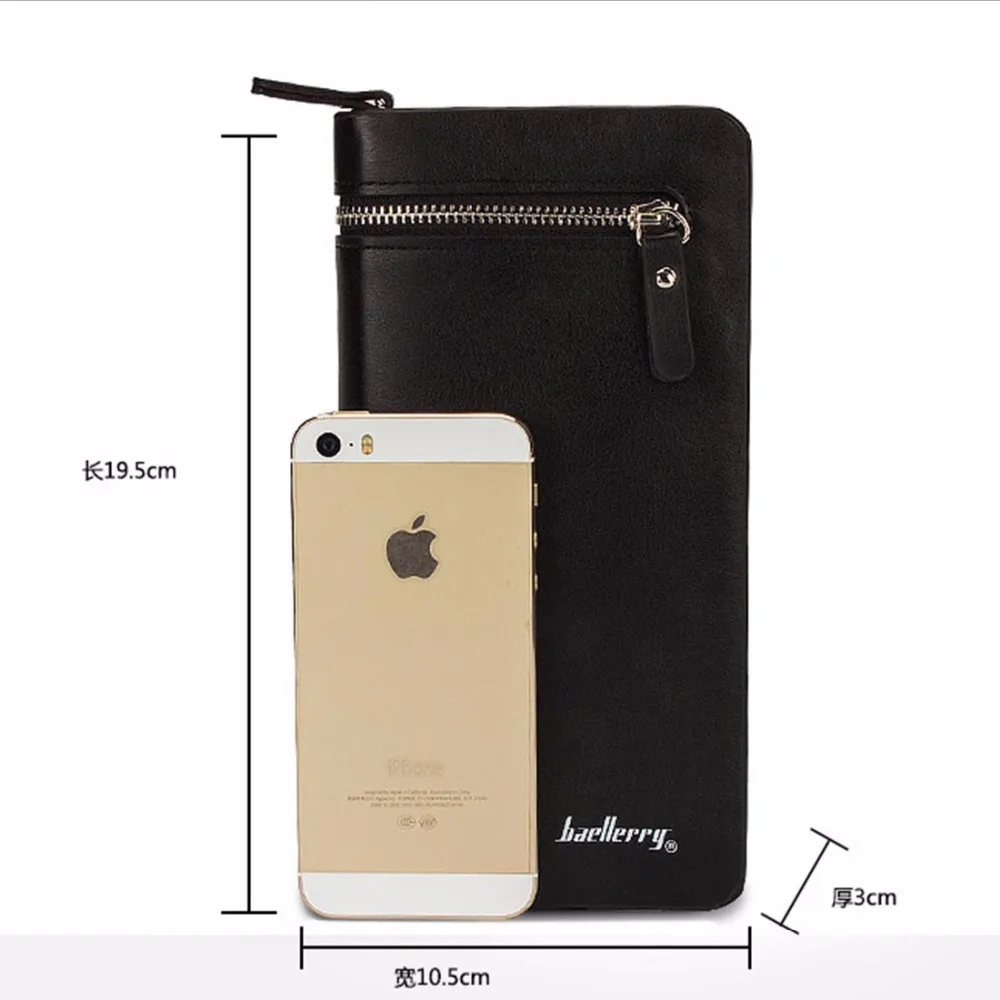 2022 Baellerry Men Wallets Long Double Zipper PU Leather Phone Pocket Large Capacity Men Purse Multifunction Classic Male Wallet