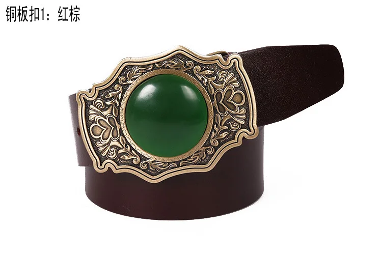 2017 complete belt buckle plain male leather with genuine leather and copper button jade belt