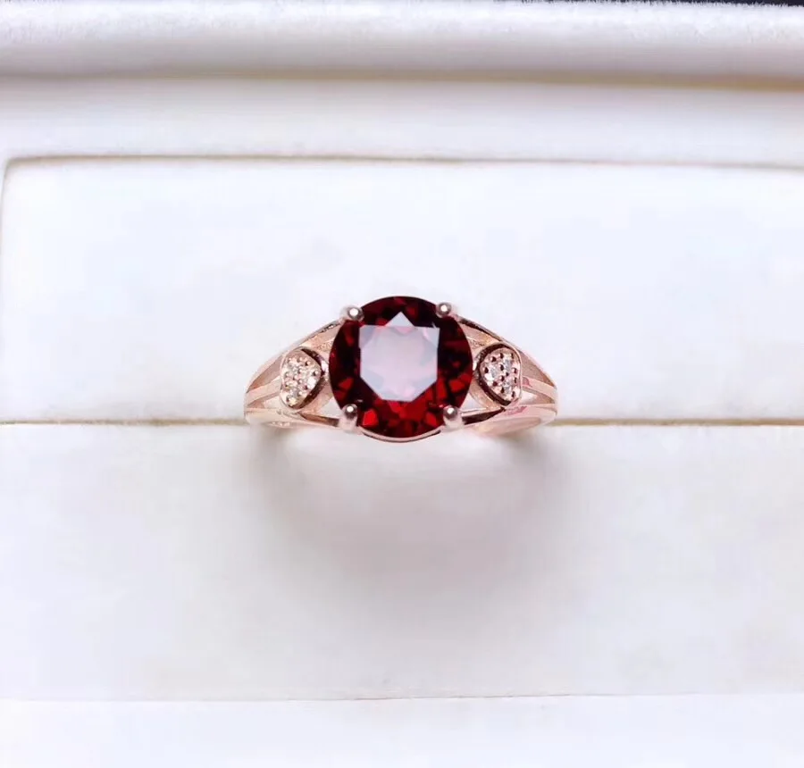 

Garnet ring Natural and real garnet ring 925 stelring silver 8mm gem For Men Or Women