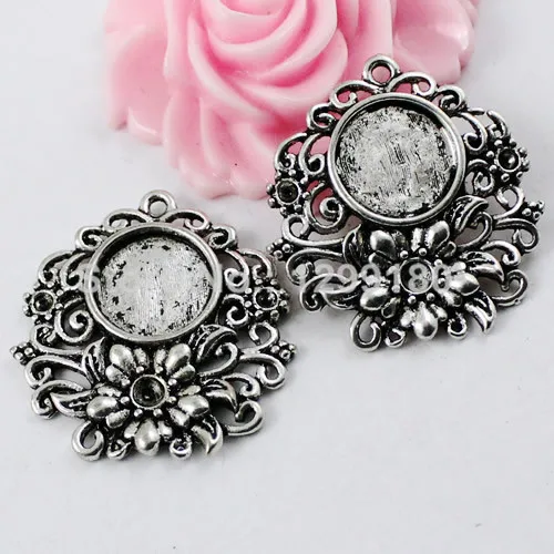 Fit 12mm Cabochons Cameo/Glass/Cabochon Frame bezel Settings Tray blank DIY-Accessory Pendant Charm,31x30mm 10pcs/lot K01838