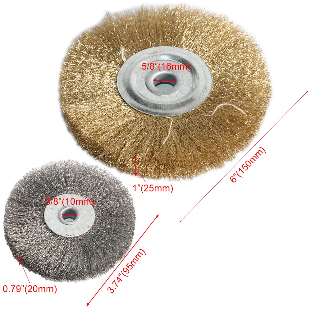 Imagem -06 - Wire Wheel Brush For Metal Derust Wood Deburring Flat tipo Polishing Tool Bench Grinder Polishing in in 10 mm 16 mm 1pc