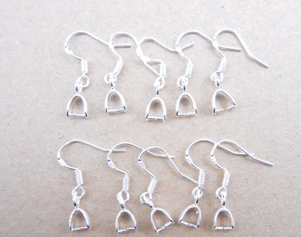 

HOT Wholesale 50PCS 925 Hooks Earrings Pinch Bail 925 sterling silver Earring Earwire 24 Hours Handle Fast Deliver