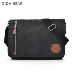 2023 Men Bags Male Canvas Shoulder Bags Unisex Crossbody Messenger Bags Large Retro Satchels for Travel Envelope Briefcase