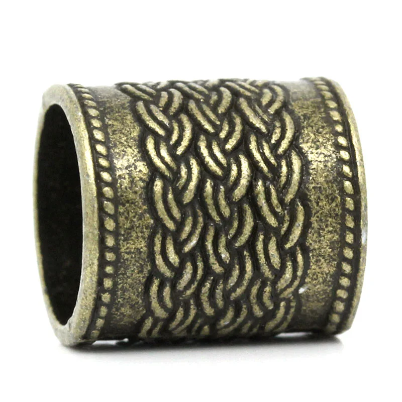 Doreen Box hot-  Spacer Beads Cylinder/Column Antique Bronze Twist Pattern Carved 13mm Dia Hole:Approx 10.5mm,20PCs (B26358)