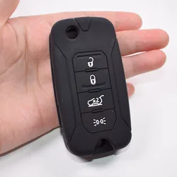 New Silicone Car Key Case Cover Shell Bag Fit For Jeep Renegade 2016 4 Buttons Folding Remote Key 7 colors