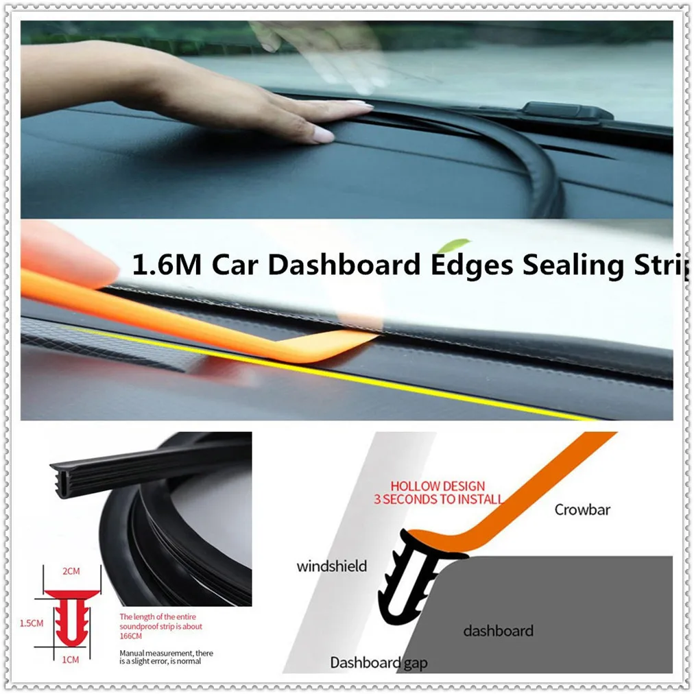 

UType 1.6M Car Dashboard Strip Front Windshield Sealing Rubber Strips for DODGE JCUV Journey RAM GMC Infiniti Q50L QX50 QX60