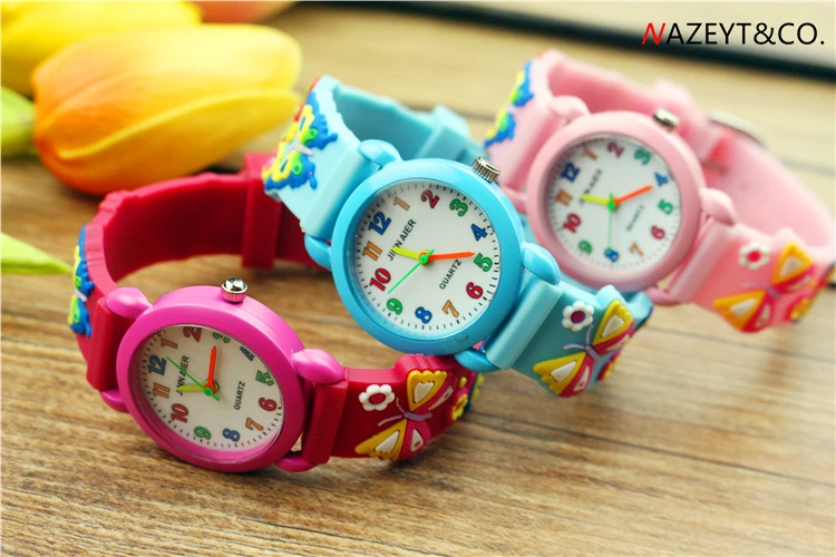 promotion little boys girls lovely colorful no.simple design quartz watch children 3D jelly wristwatch kids soft silicone clock