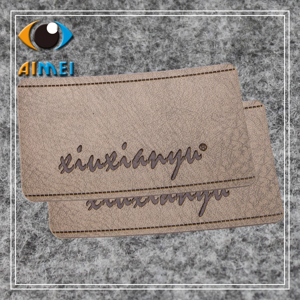 Customized Pu Leather Labels Leather Hand Made Garment Tags Custom Leather Sewing Label For Bag Shoes Leather For Clothes Custom