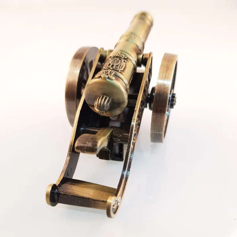 Toy Model Antique Bronze Cannon Inflatable Lighter Windproof Open Flame Turbine Gas Lighters No Gas