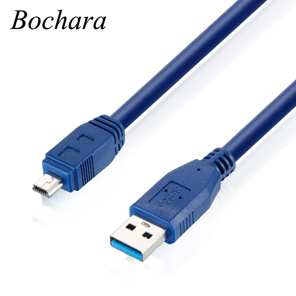 Bochara 1.5M USB 3.0 typu A męski na Mini 10 Pin typ B męski kabel do transmisji danych podwójne ekranowanie (folia + pleciony) super prędkość