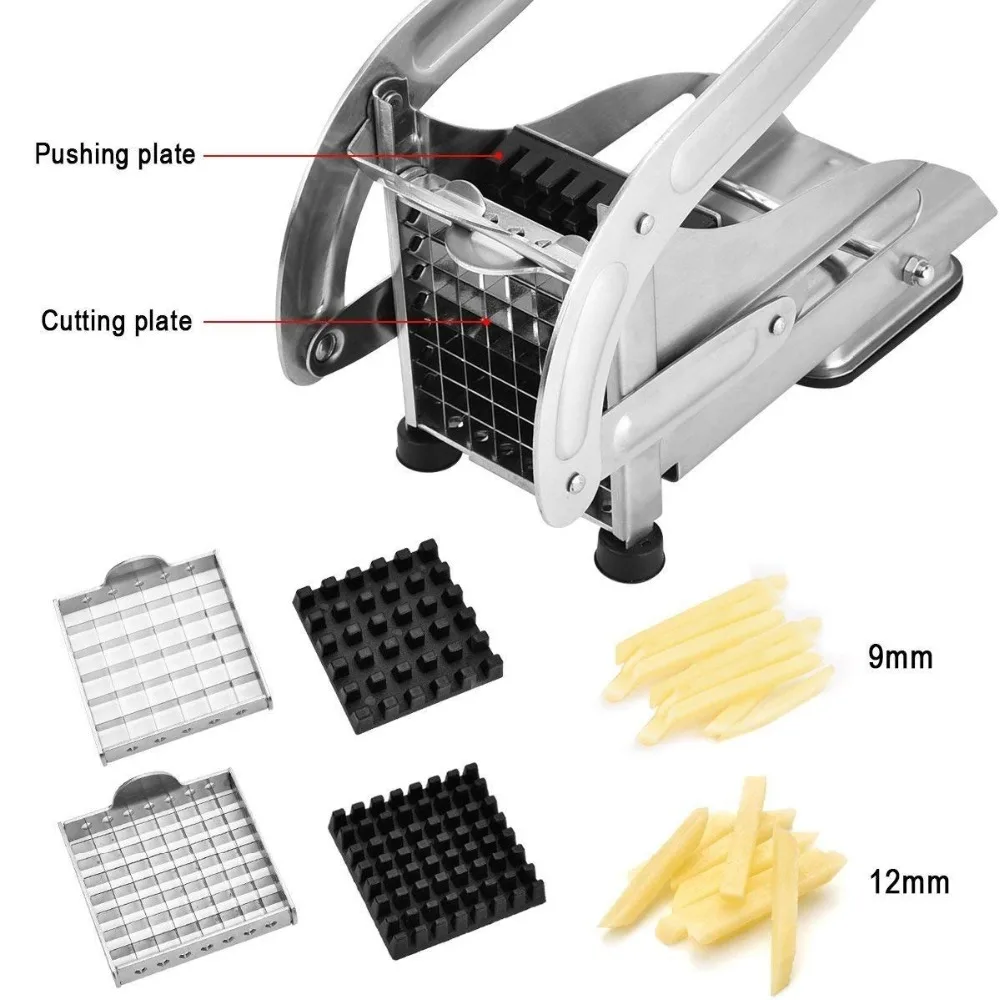 LMETJMA francuski Fry Cutter z 2 ostrzami krajalnica do ziemniaków ze stali nierdzewnej Cutter Chopper rozdrabniacz do ogórka marchew KC0213