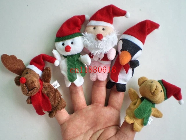 

500pcs/lot DHL Free Shipping Mini Size Merry Christmas Finger Puppet Santa Claus Snowman Bear Plush Toys