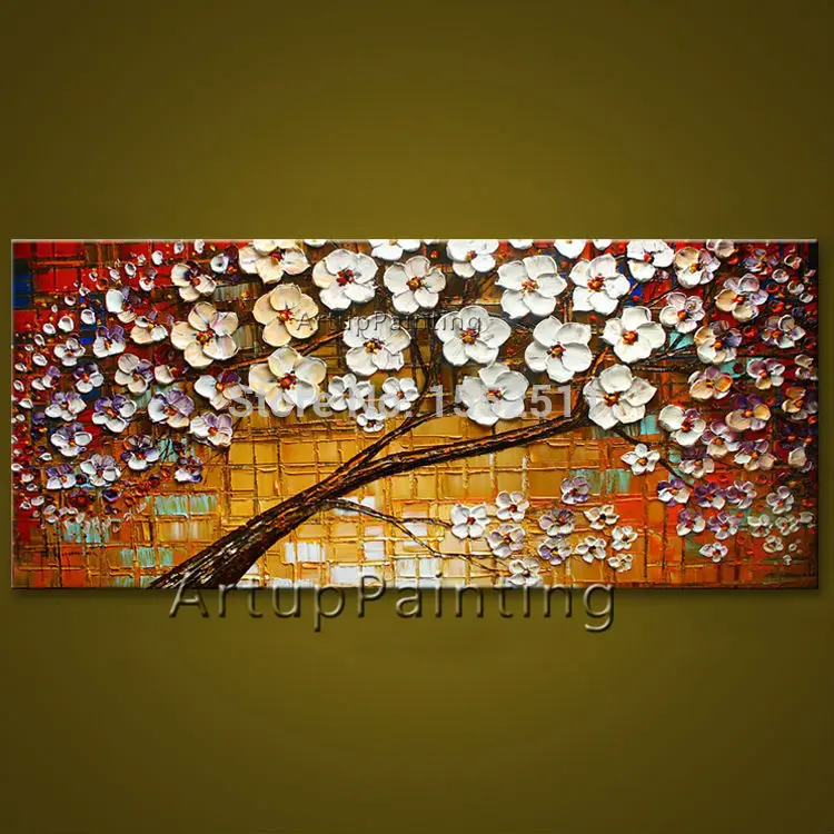 

Tree hand-painted wall painting palette knife Tree abstract oil painting canvas modern room decorates living room 09