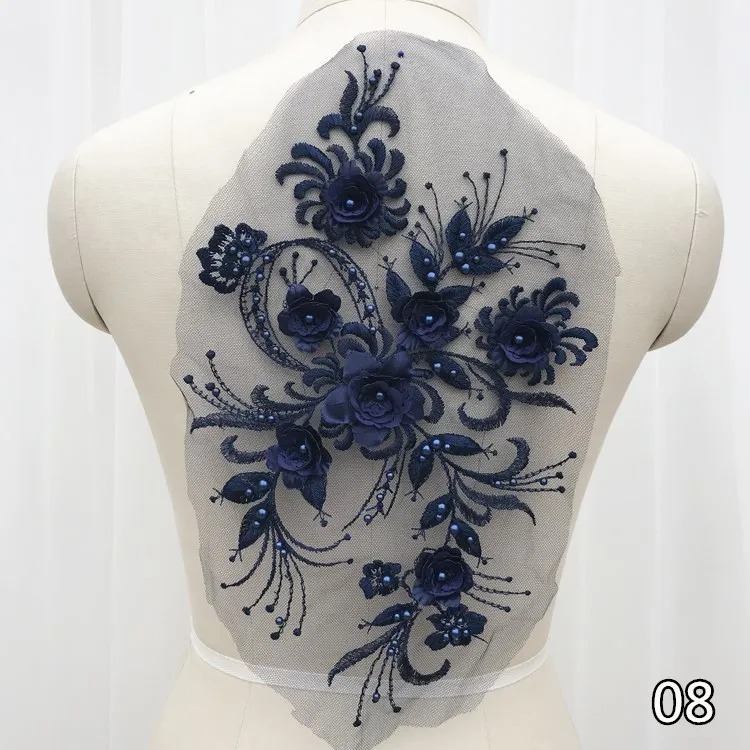 2 Stück/Set Neue Mode Stickerei Perlen Pailletten Spitzenblume, Kinderkleid, Kostüm, DIY Spitzenzubehör 36*21cm RS1868 – Detail 16