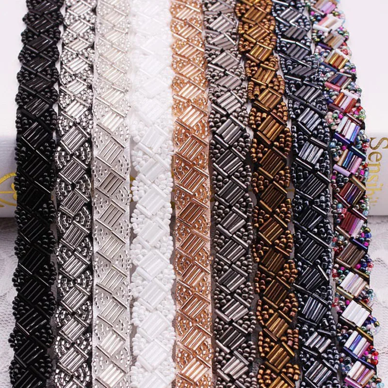 

10Yards 1.5cm wide Fake Pearl Beaded Lace Trim Vintage Beads Fabric Paillette Lace Beaded Pearl Trim Braid Lace Applique