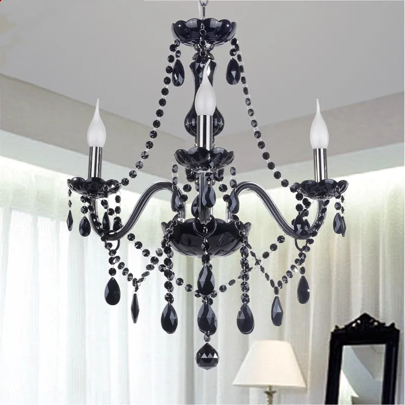 New Modern Black crystal chandeliers lighting for Livingroom Bedroom indoor lamp K9 crystal lustres de teto ceiling chandelier