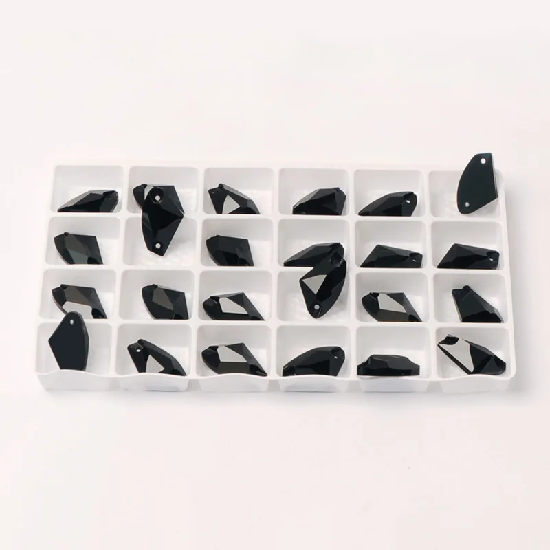 K9 Kristallspiegel Strass-Steine in verschiedenen Formen, schwarzes Jet-Glas, flache Rückseite, zum Aufnähen, für DIY-Kleidung und Dekoration von Bekleidung. – Detail 6