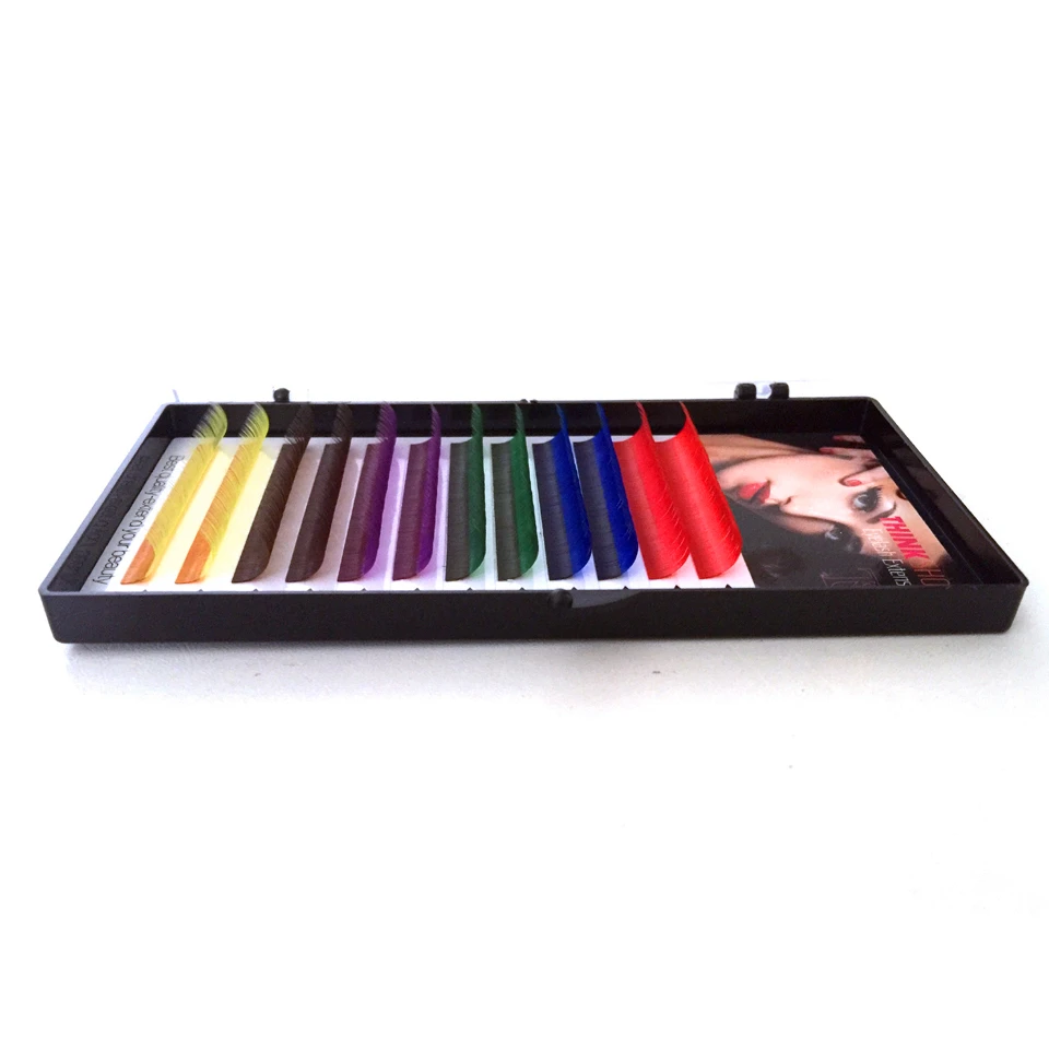 NEWCOME カラフルまつげエクステンション C D カール個別まつげレインボーカラーつけまつげエクステンションミンクシリオスメイクアップツール