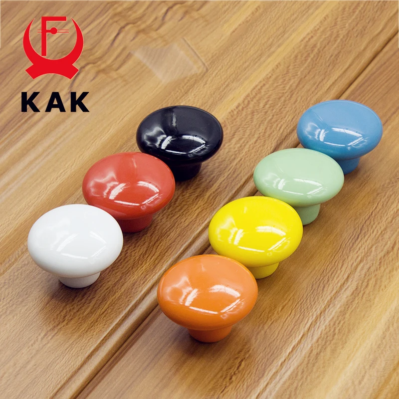 Picture 5: KAK Candy Color Round Furniture Knobs Ceramic Drawer Knobs Cabinet Pulls Kitchen Handle Furniture Handle for Kids Room Hardware
