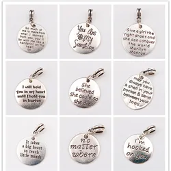 Personalize Letter Tag Charm Fits European Brand Bracelet - Love Statement Pendant Charm - Inspirational Quotes Charm Beads 5pcs