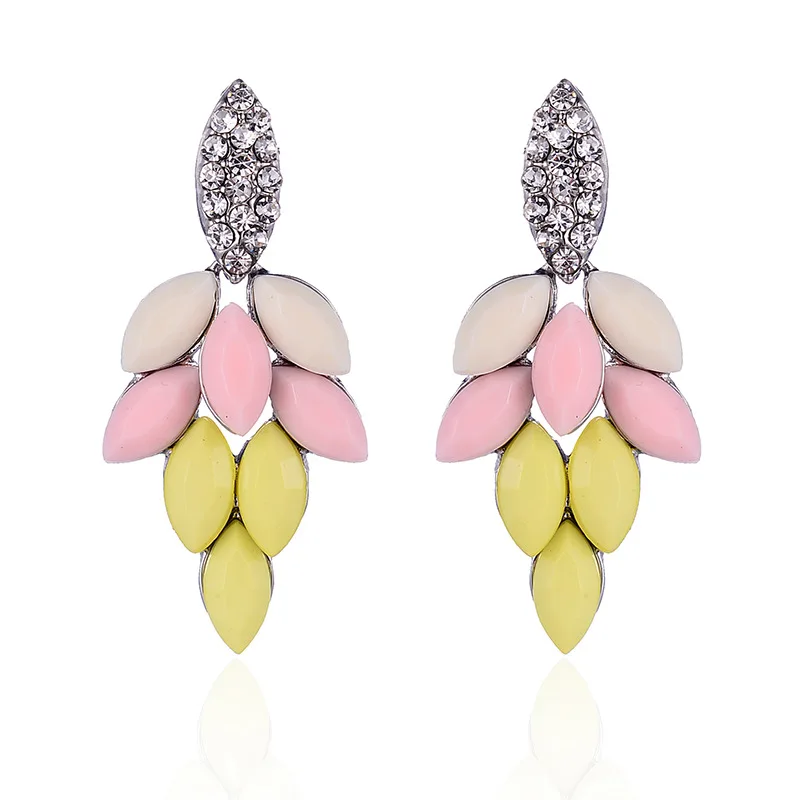 LUBOV Full Crystal Stone Inlaid Rhodium Drop Earrings Colorful Waterdrops Dangle Earrings Trendy Women Party Jewelry 2019