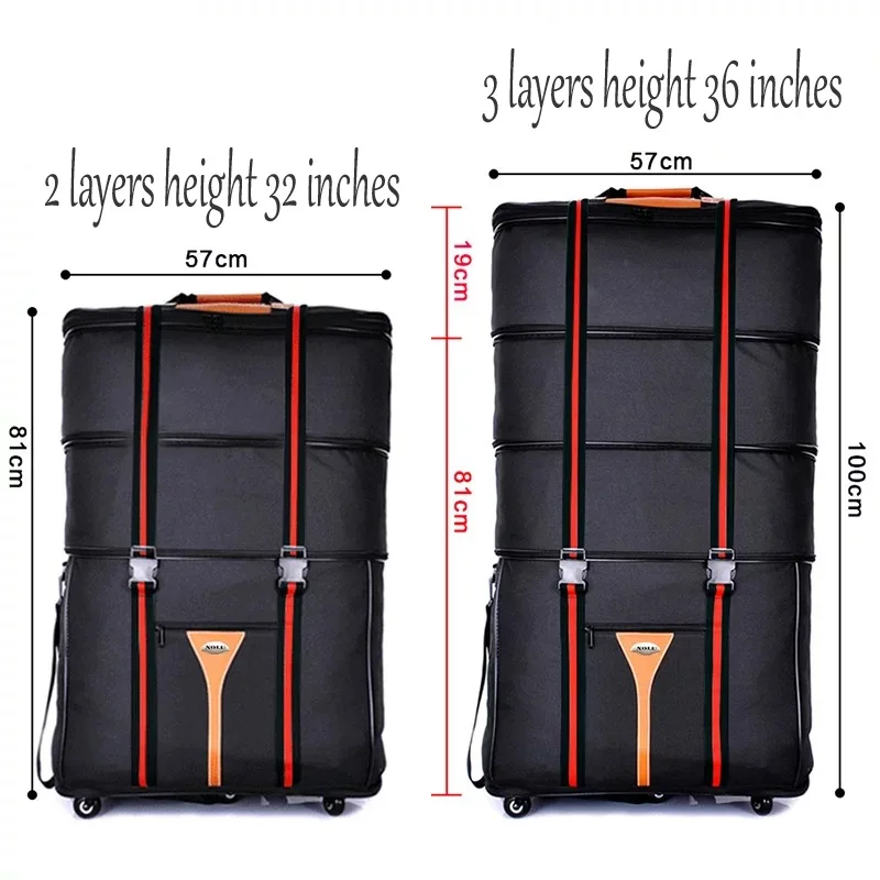 Hot!36 size Large capacity Oxford rolling luggage bag abroad to study and move to move folding trolley suitcase mala travel bag