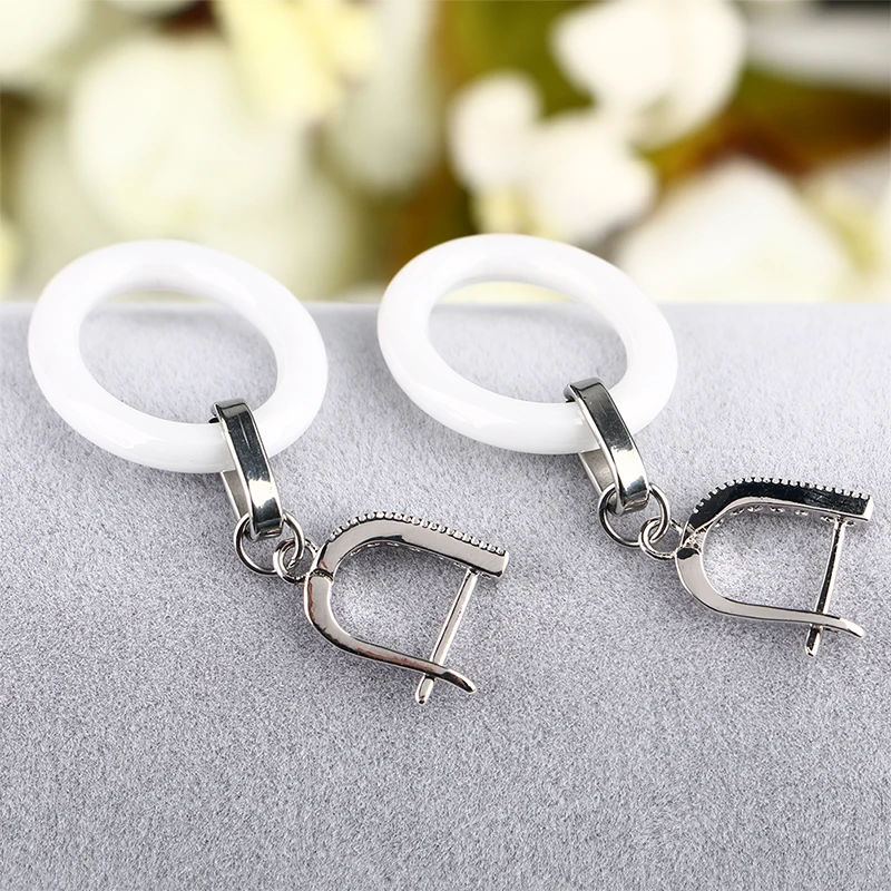 2018 New Healthy Ceramic Earrings Shinny Dangle Oval Earrings for Women Long Pendant Ceramic Stud Earrings Fashion Jewelry