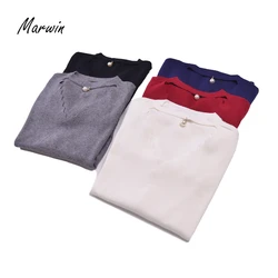 Marwin New coming Casual Flat Knitted V-neck Warm Soft Pullovers Autmen Winter Soft Female Pullovers Sweaters Fashion